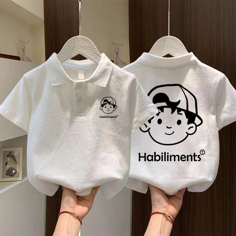 新款儿童夏天纯棉短袖T恤男童休闲宽松型宝宝动漫翻领POLO衫吸汗
