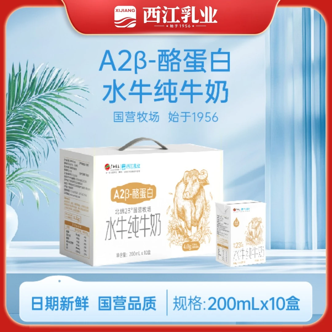 A2β酪蛋白水牛纯牛奶广西农垦西江乳业水牛奶早餐奶纯牛奶10盒/箱