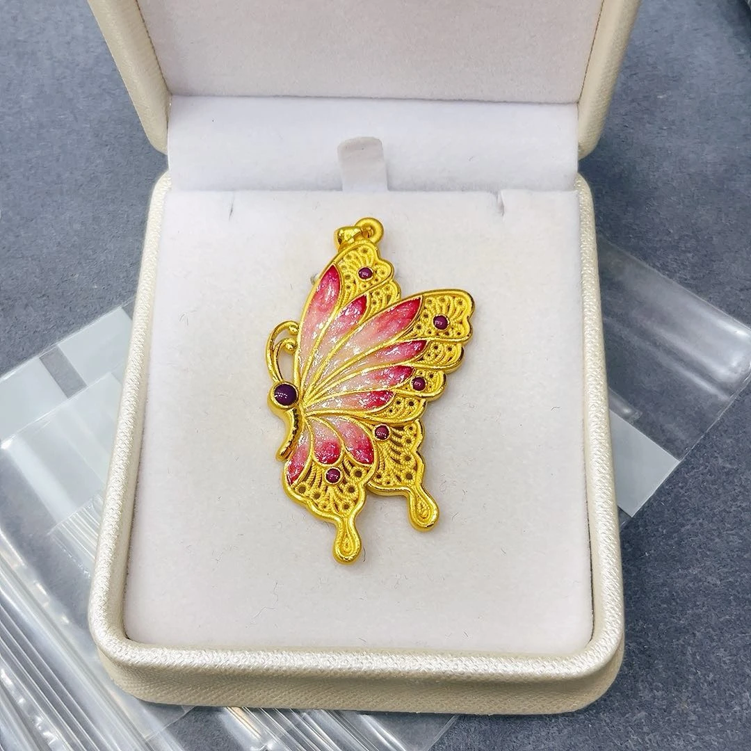 足金999蝴蝶吊坠➕金珠➕莲花