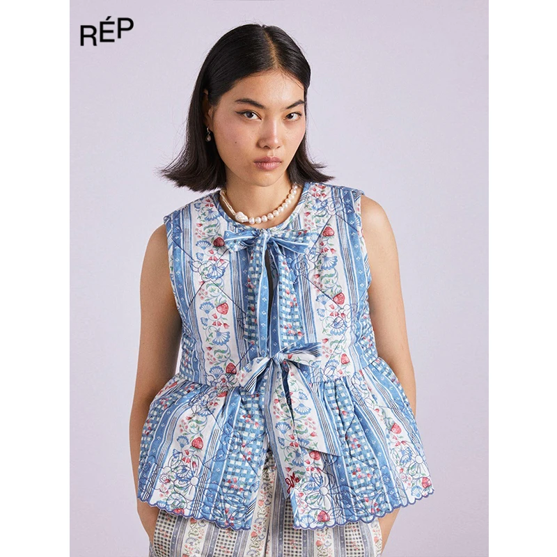 DAMSON MADDER设计师品牌蓝色印花棉背心25PS TheREPUBLIQUE女装