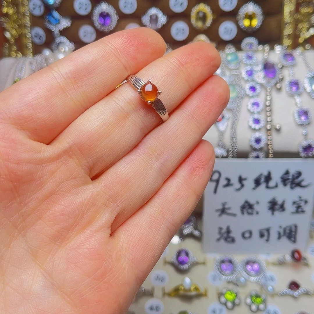 戒指银S925镶嵌石榴石