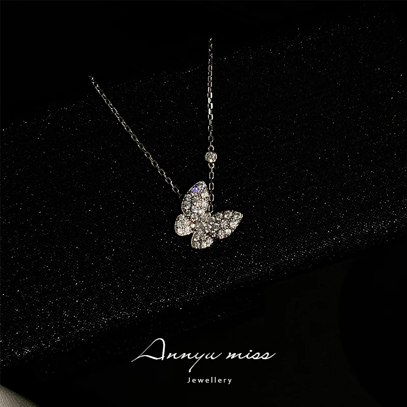 坠链均925银 【ANNYUMISS】时尚气质轻奢蝴蝶百搭通勤设计师款