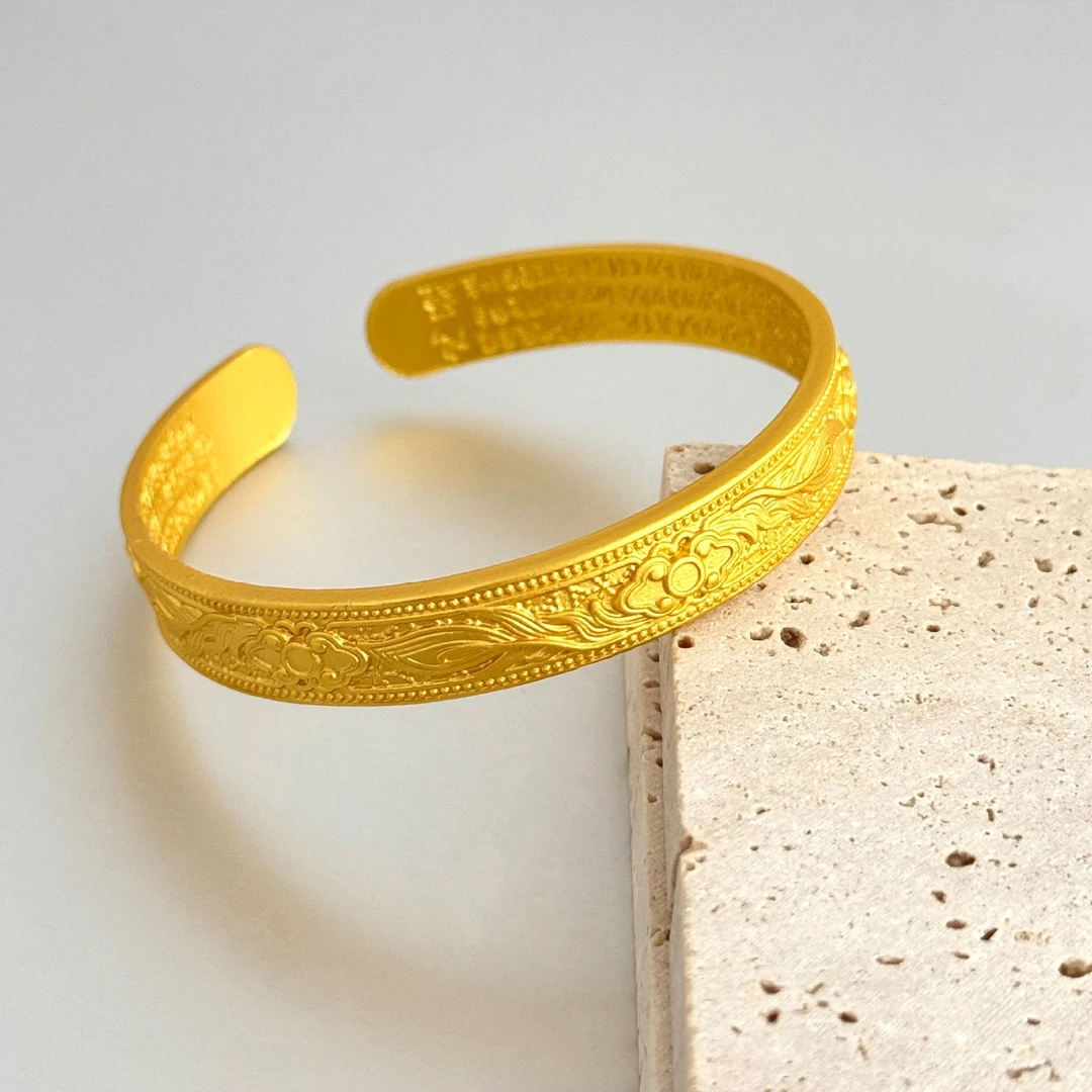 合金手镯 古法合金龙凤花丝琼丝雪蕊手镯女士活口心经古法手镯