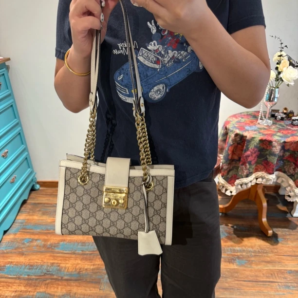 95新 GUCCI/古驰 老花padlock单肩包