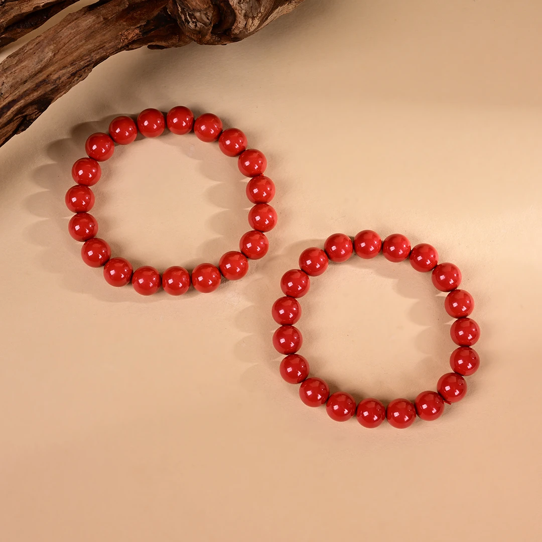 含辰砂工艺品V0910-M-朱砂单圈手串-9.5mm+多样性发一件（甄选）