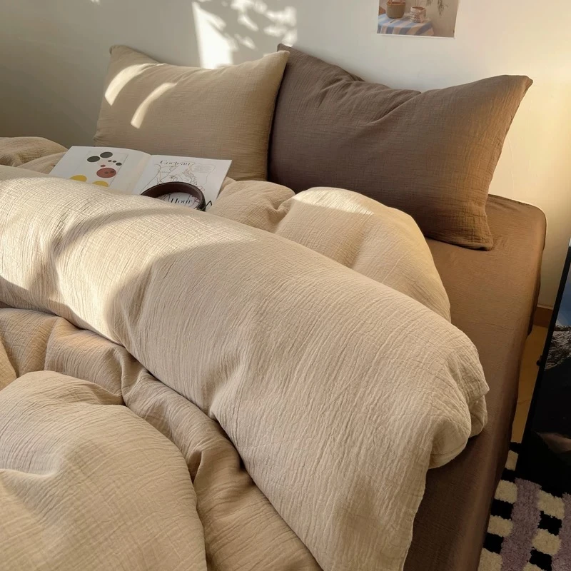 超软皱皱纱A类母婴贴肤裸睡松软全棉纯棉四件套