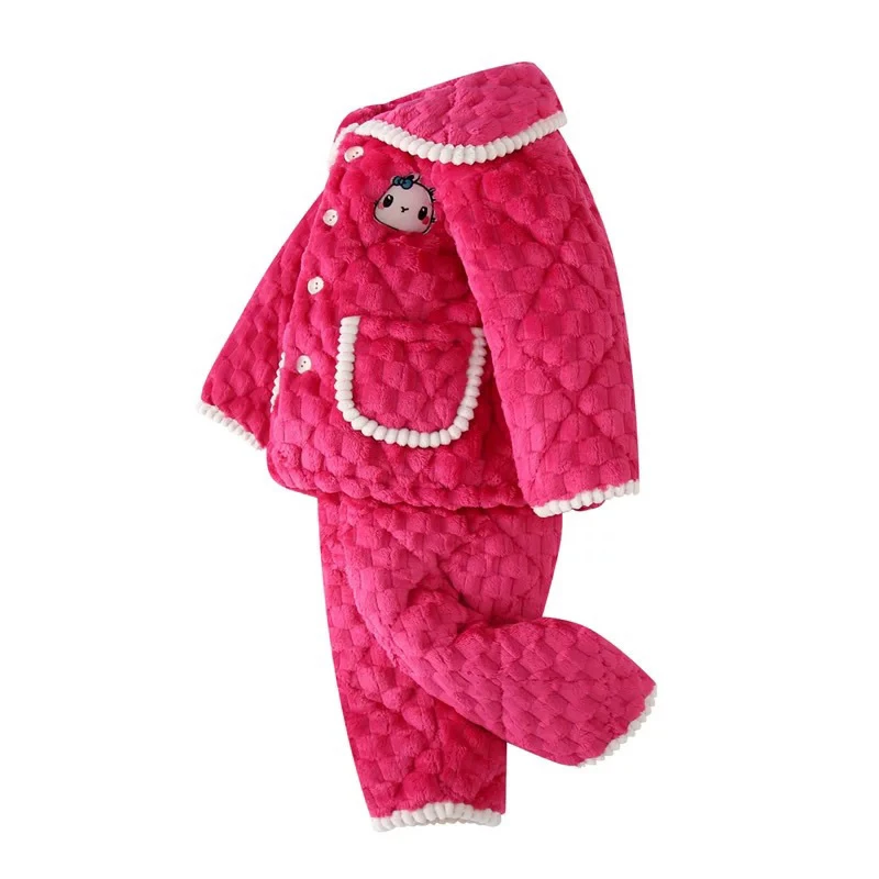 GQ【一套过冬】女童水貂绒家居服套装夹棉加绒加厚睡衣