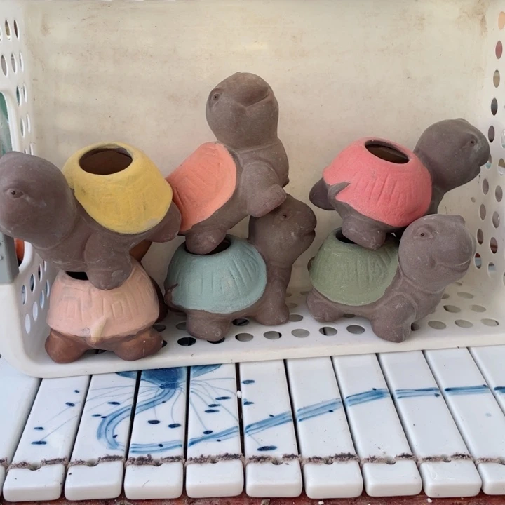 陶瓷拇指盆6件套半手工花盆默认微瑕