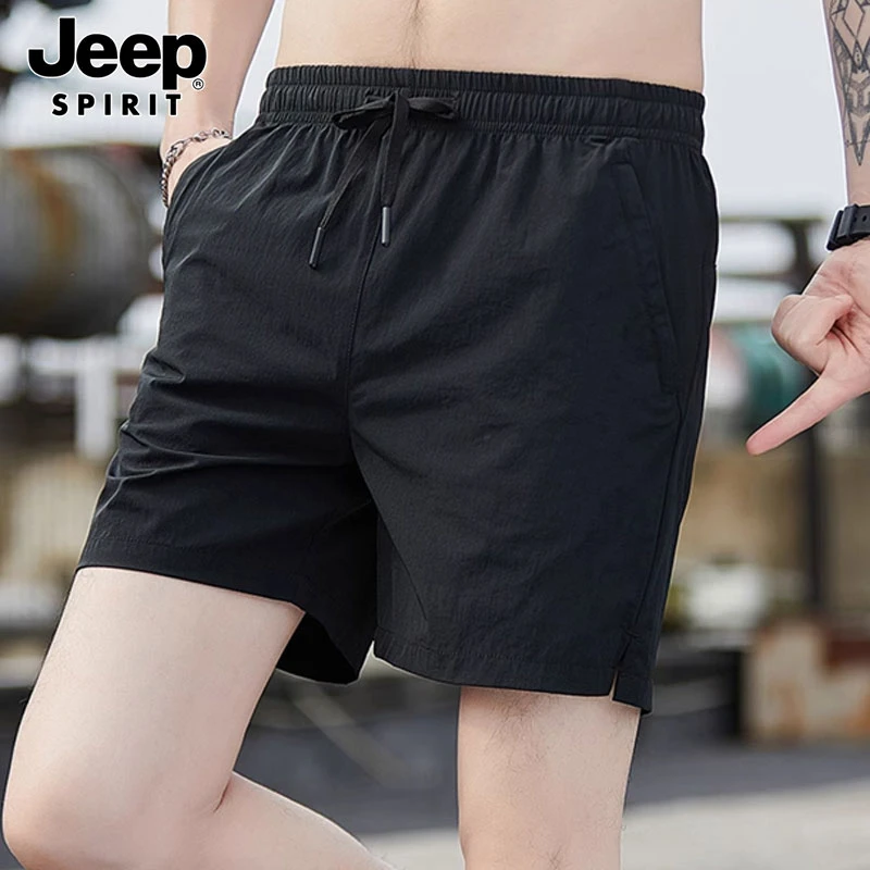 JEEPSPIRIT吉普速干冰丝运动短裤2025夏季新款男宽松直筒休闲短裤