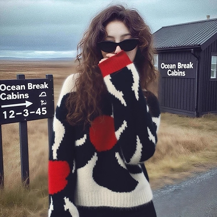 秋季小众不撞款慵懒风法式独特别致绝美高级感超好看花朵厚毛衣女