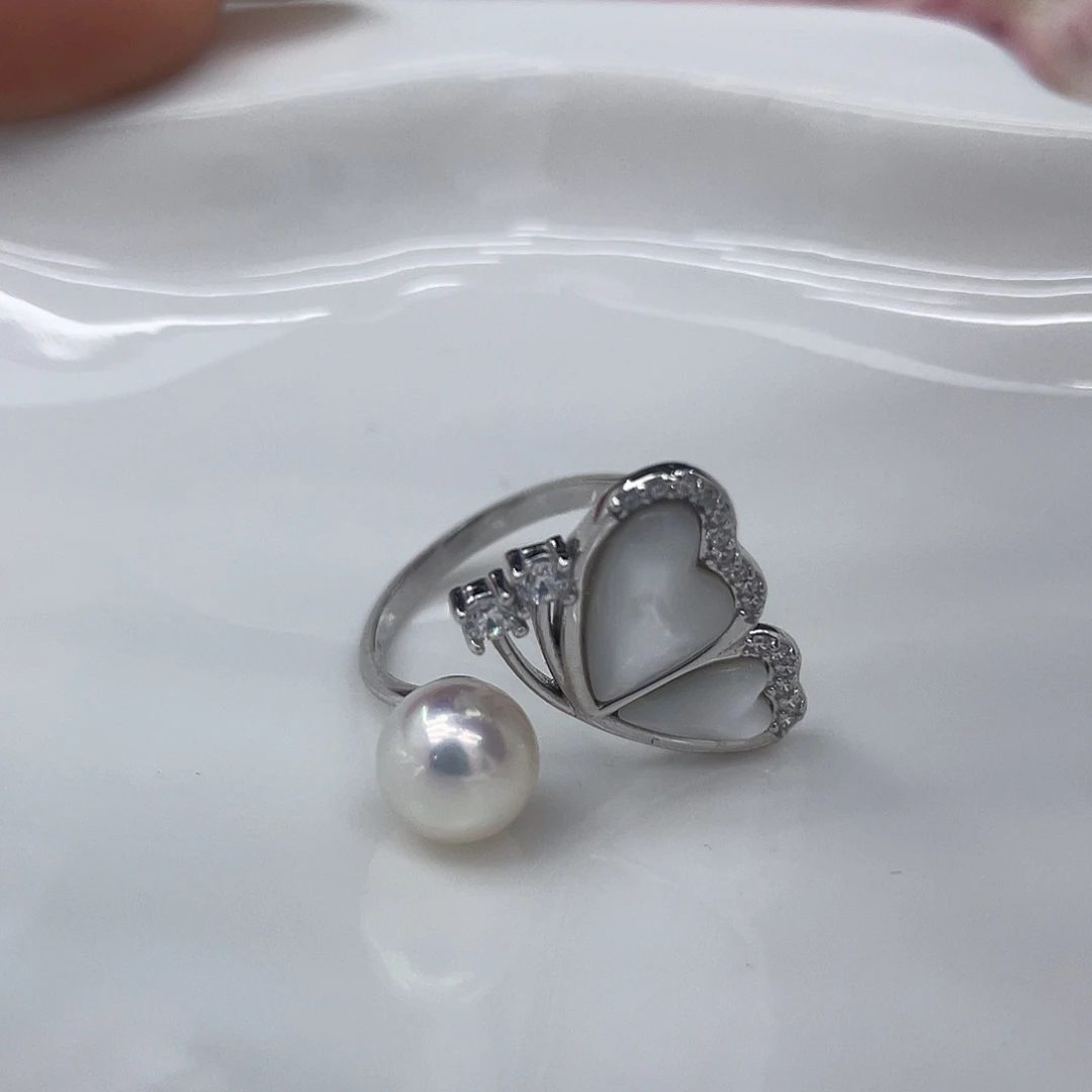 海水珍珠戒指银S925镶嵌