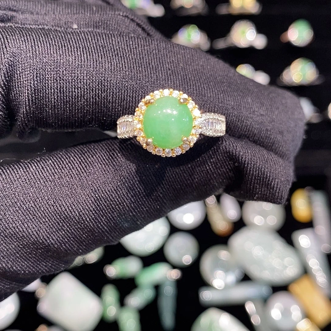 翡翠银S925镶嵌戒指