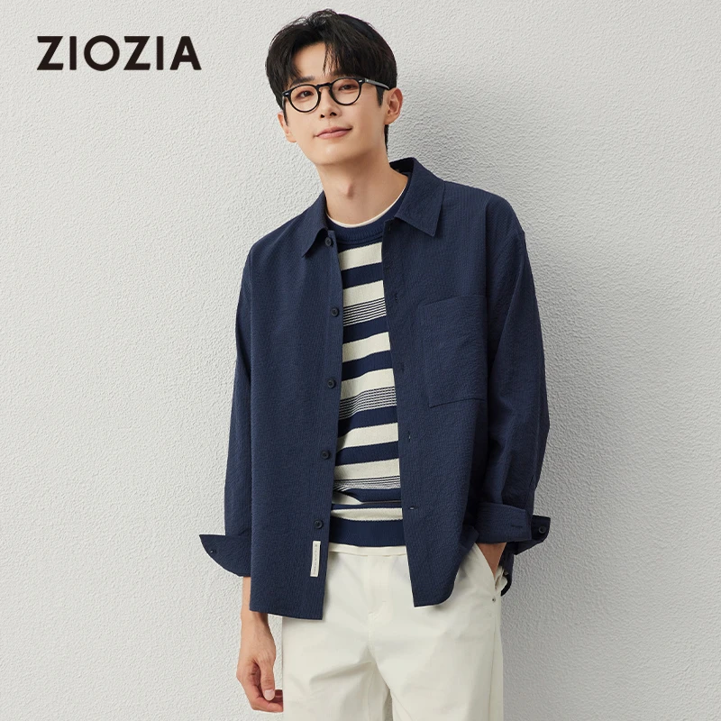 【泡泡纱】ZIOZIA通勤男装春夏透气肌理感长袖衬衫外套ZWCE1604J