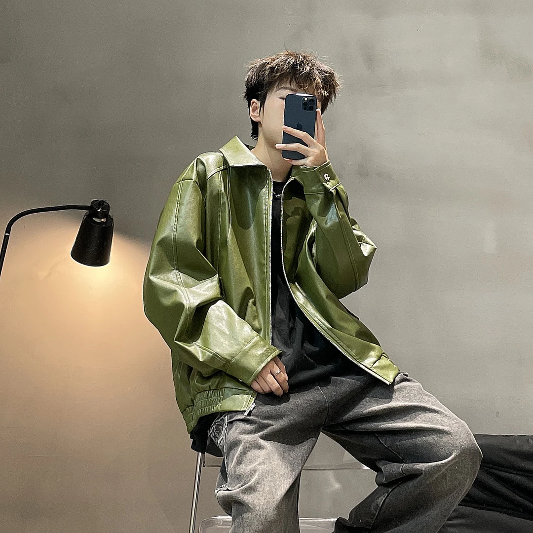 DISROBEING秋季潮流气百搭皮衣男美式复古痞帅立领皮夹克秋季上衣