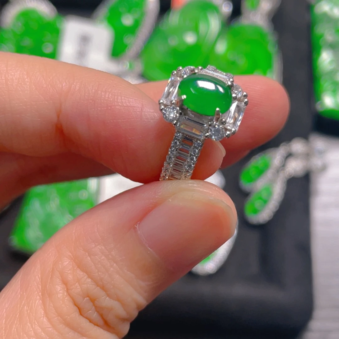 翡翠戒指银S925镶嵌111111111111