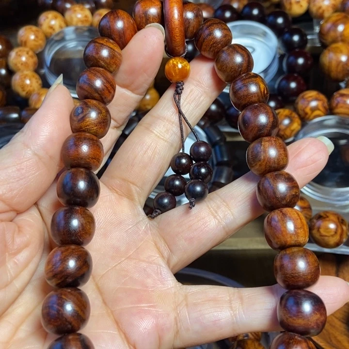 黄花梨/降香黄檀海南老型珠尺寸13+14手持