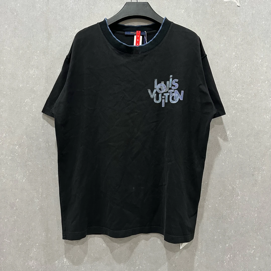 99新 LouisVuitton/路易威登 i印花logo黑色短袖 M码006127