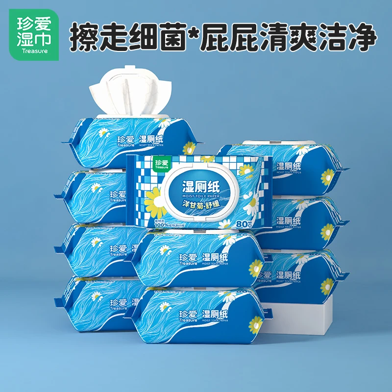 treasure/珍爱湿厕纸可降解可冲马桶温和柔软擦屁屁湿巾旅行湿巾