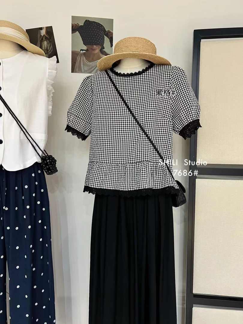 十里@7686 韩系格子小衫 5-25