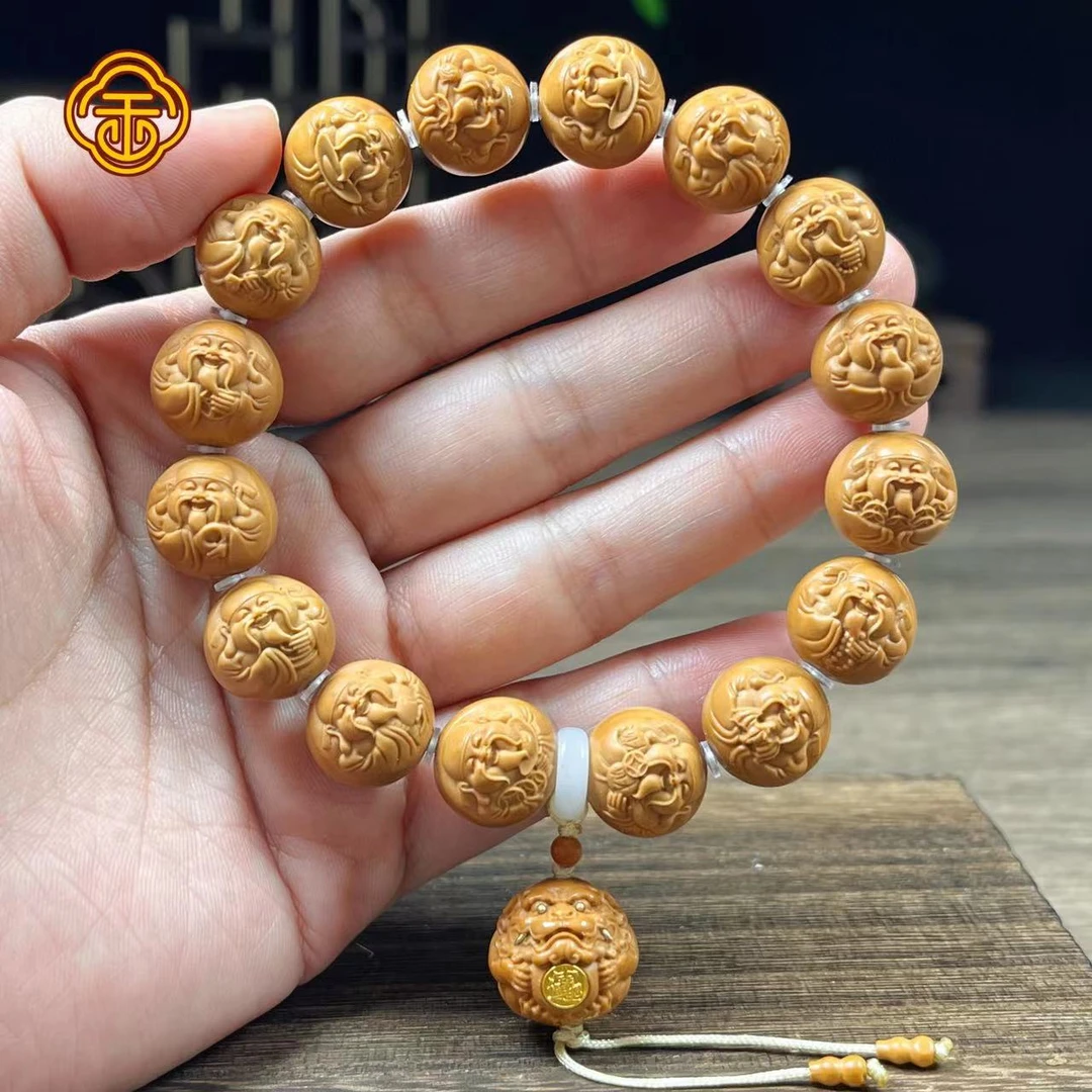 A 猴头核桃  1.35双面财迷坠子貔貅镶嵌金  文玩手串 A