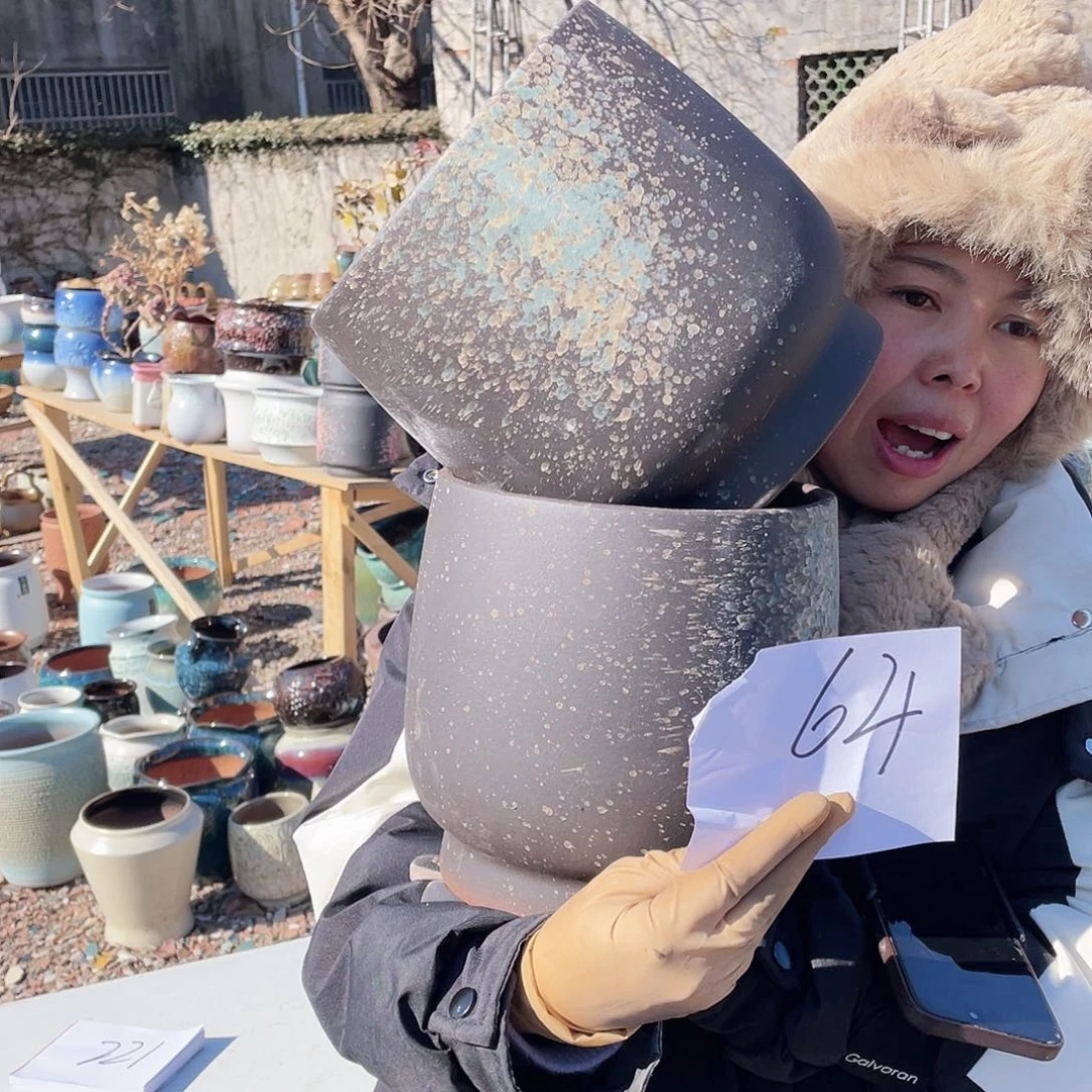 红陶王嫂花盆0128-64