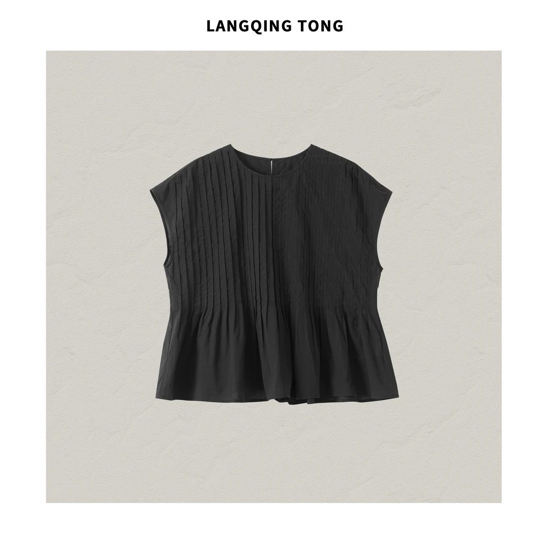 浪清/女装推荐 西茜斯褶皱休闲上衣44083#