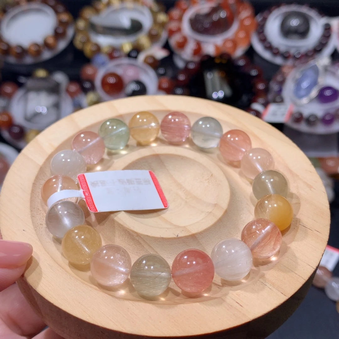 未镶嵌手链水晶彩兔毛10mm