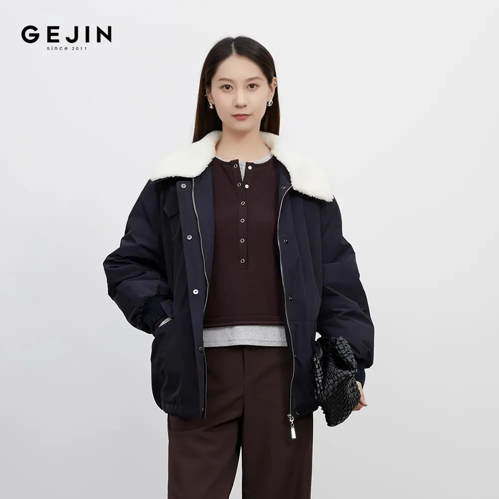 GEJIN/歌锦秋冬新款时尚气质撞色别致显瘦长袖针织9412522535