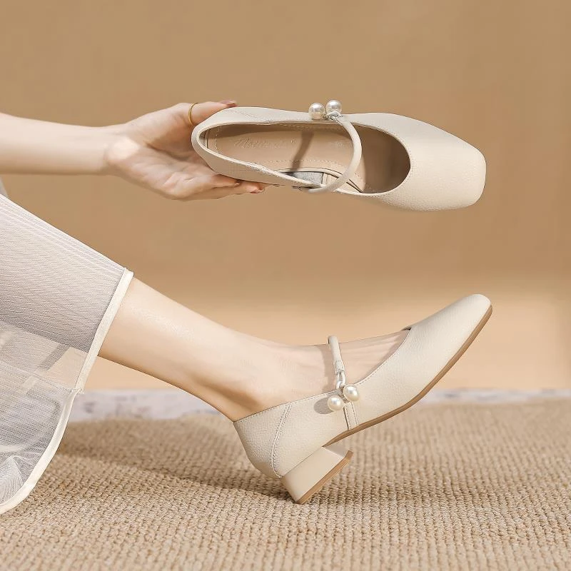 适合脚胖宽的单鞋女新中式玛丽珍鞋一字带旗袍高跟鞋大码43到43女