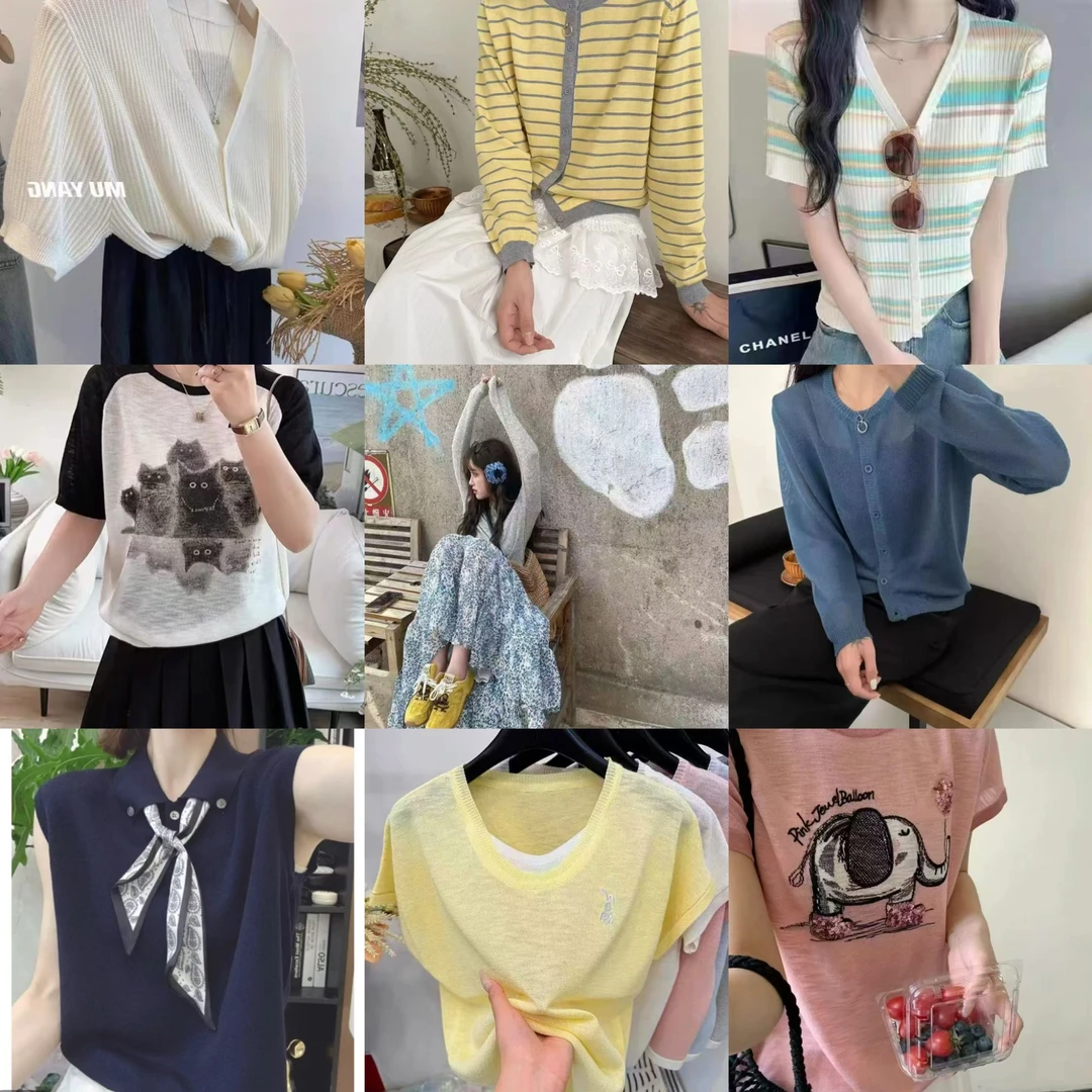 大滨家高端轻奢时尚百搭洋气简约显瘦气质网红短款休闲夏季针织衫