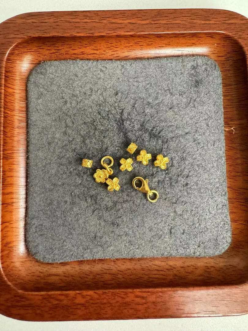 足金999 桂花中串小花尾链藏线珠