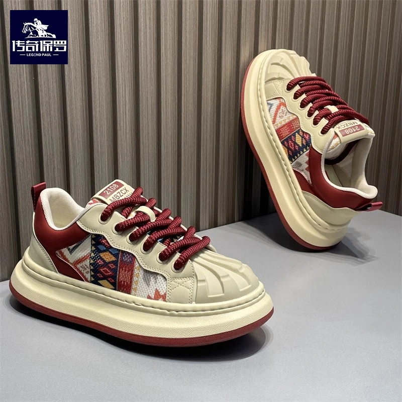 传奇保罗男鞋夏季新款舒适透气网面潮鞋百搭厚底增高运动休闲板鞋