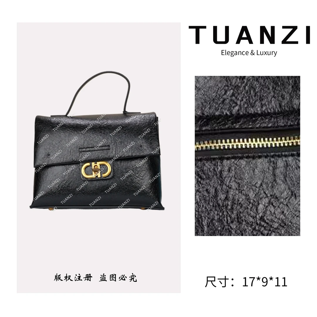 TUANZI『迪家』新款轻奢单肩腋下包 SKL-6966-黑色