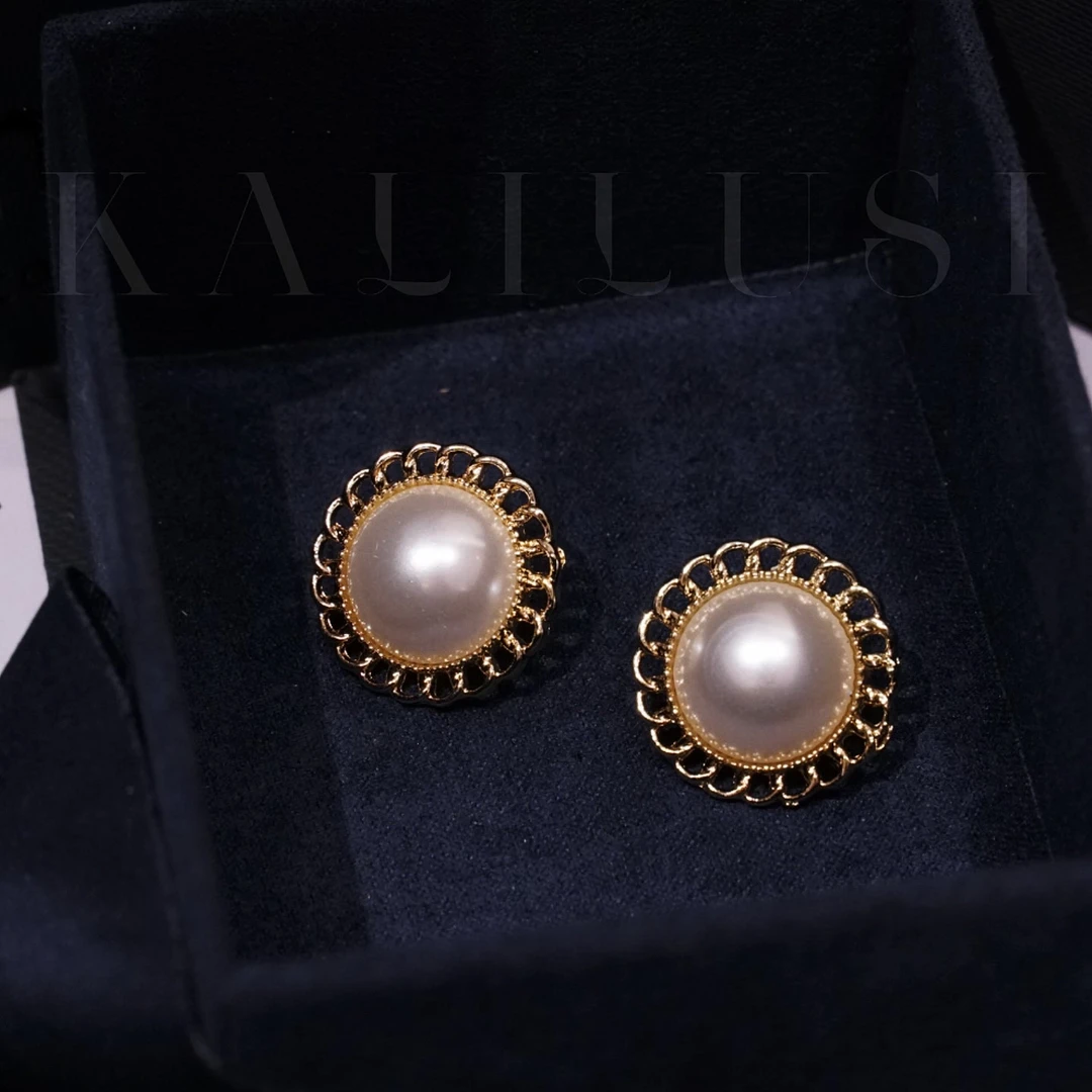 铜合金耳饰 525时尚百搭圆盘珠珠耳环