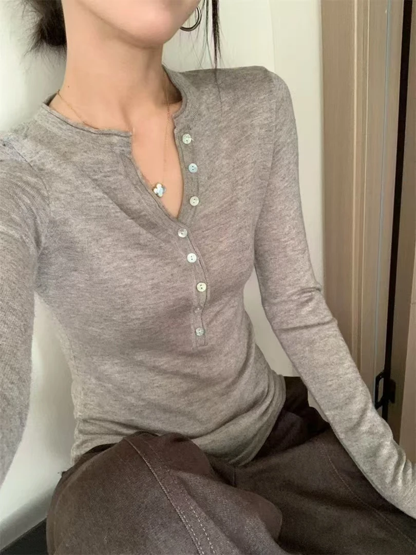 羊毛半开领针织衫女秋季新款简约休闲风修身显瘦百搭气质打底上衣
