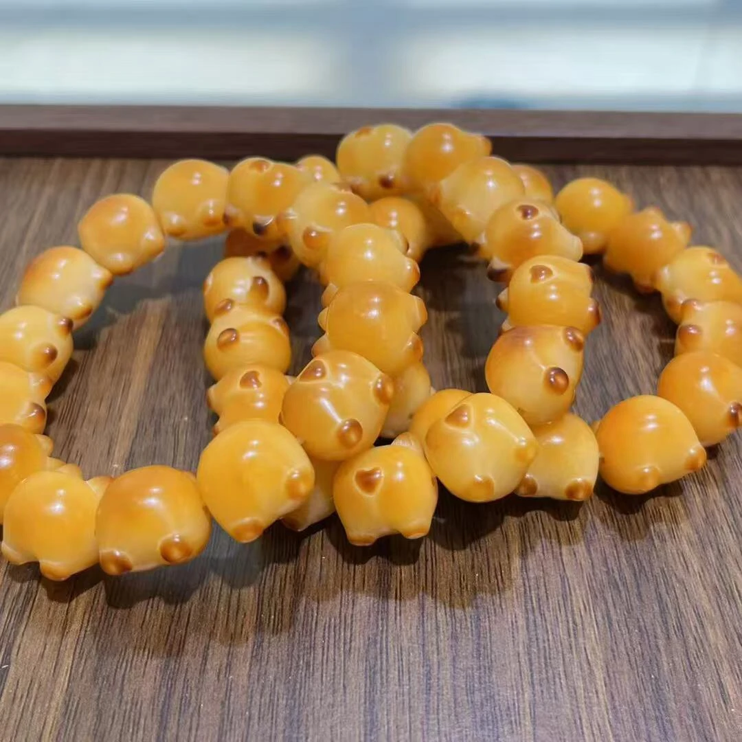 精工雕刻萌趣柯基屁股菩提根单圈手串绕指柔盘玩文玩手链