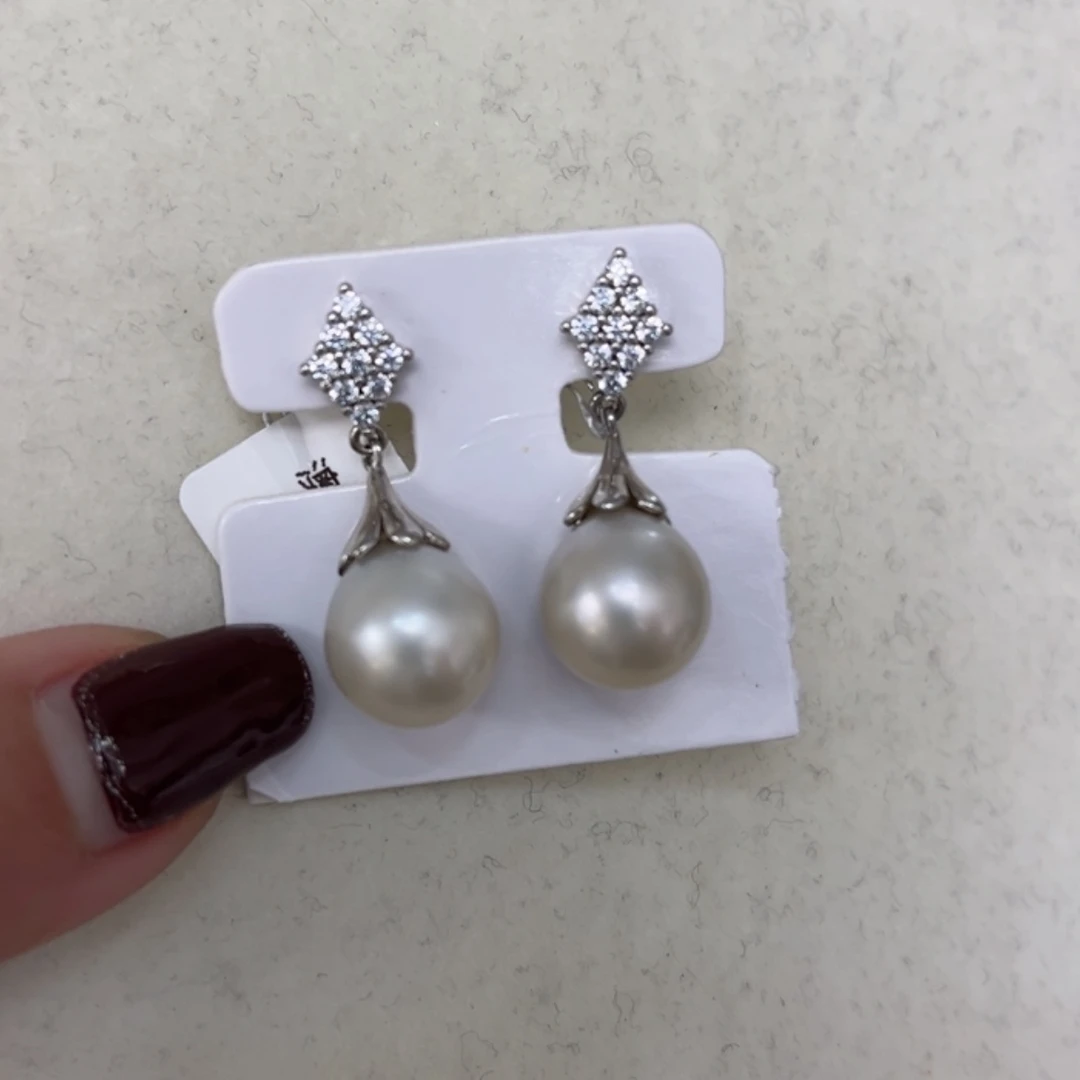 【闪购商品】海水珍珠耳饰银S925镶嵌11.5mm无暇级别