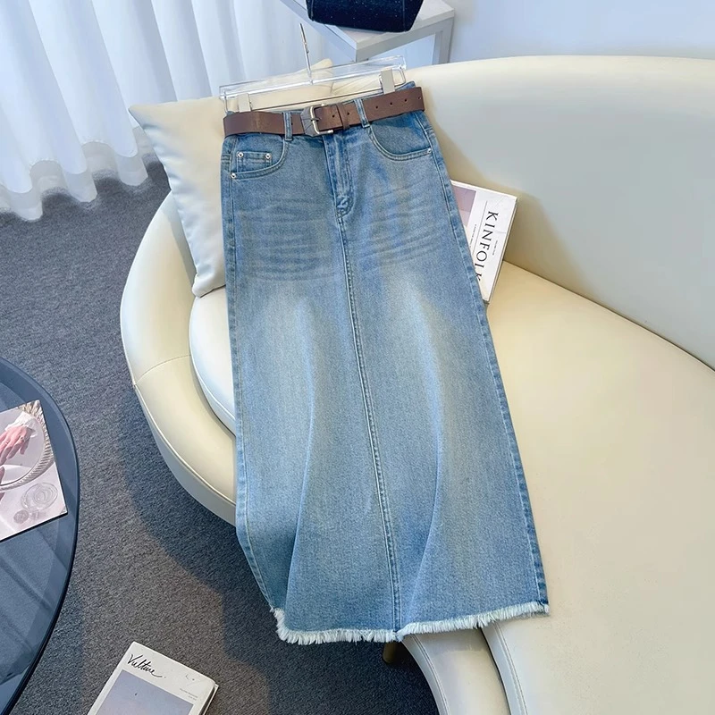 牛仔半身裙女2025新款夏季薄款高腰显瘦a字直筒裙中长款包臀裙子
