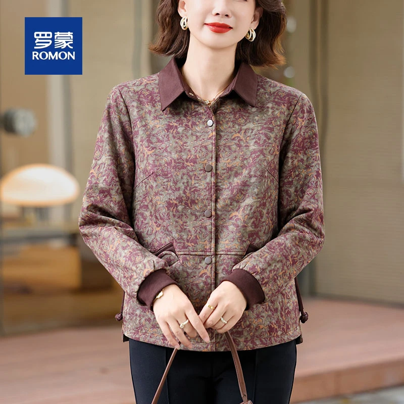 罗蒙50多岁小个子中年妈妈秋装外套新款中老年人女春秋装夹克上衣