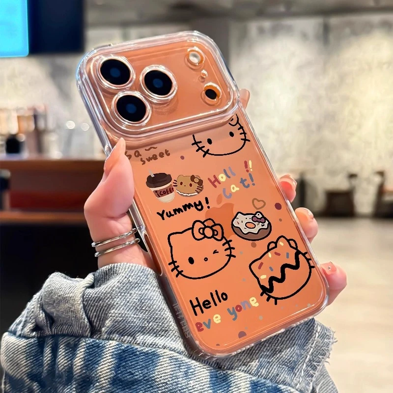 蛋糕kt猫适用苹果17手机壳新款华为趣味VIVO卡通小米OPPO透明硅胶