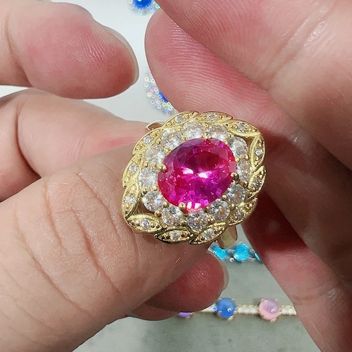钨金无红宝篮宝满钻镶嵌