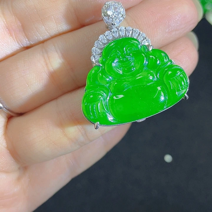 翡翠银S925镶嵌吊坠(不含链)