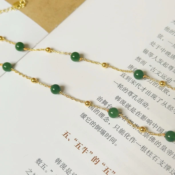 碧玉满天星精致镶嵌6mm可调节长款颈饰