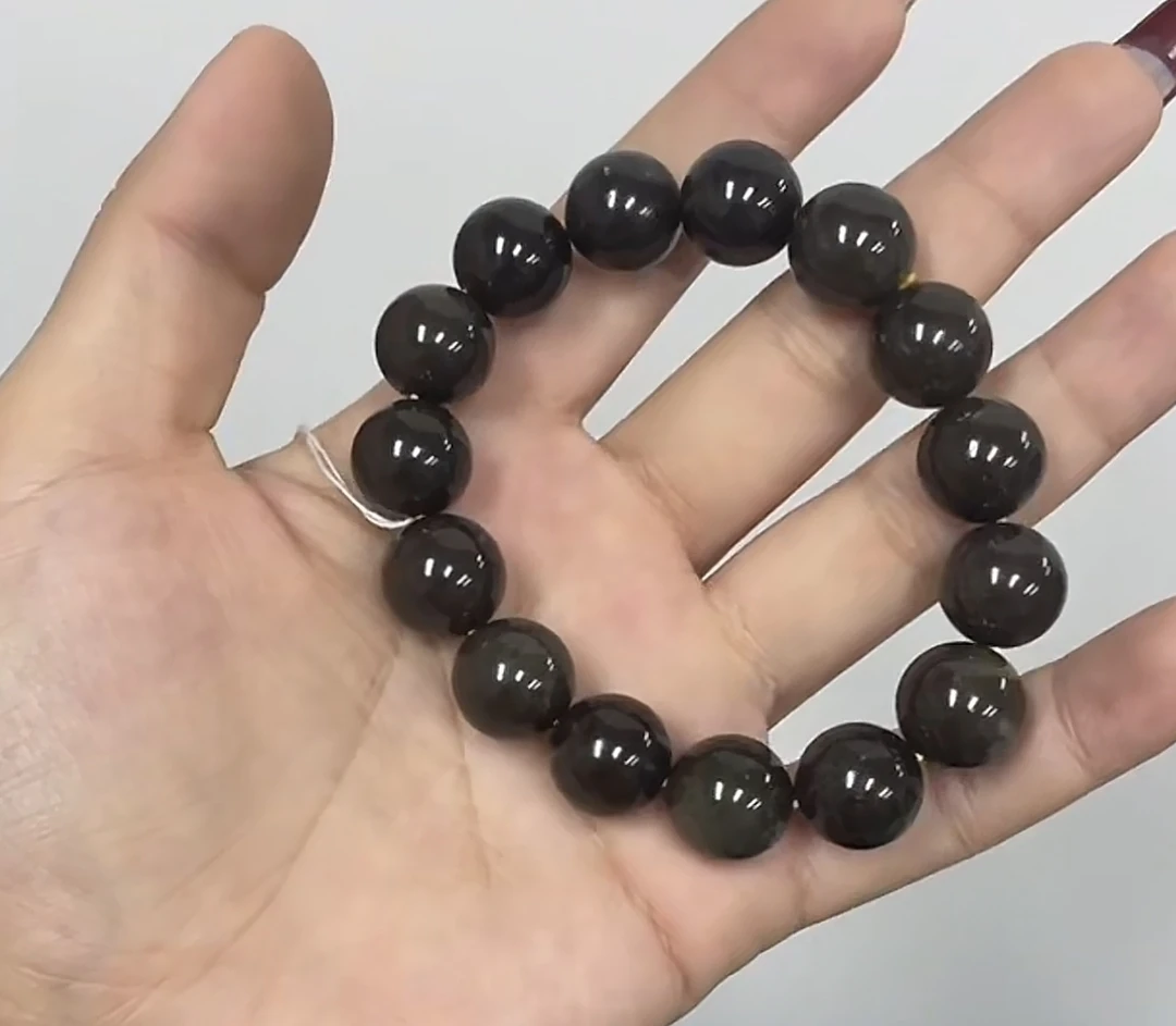 A314纯天然新疆和田玉且末糖卡14mm手串