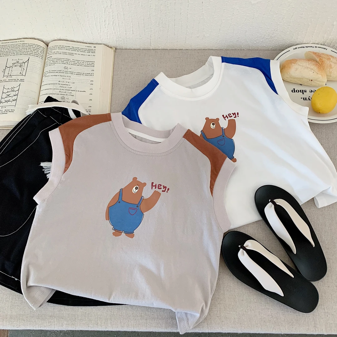 【郝叔专属】男童卡通小熊无袖背心2025夏季中小童时尚韩ZYx077