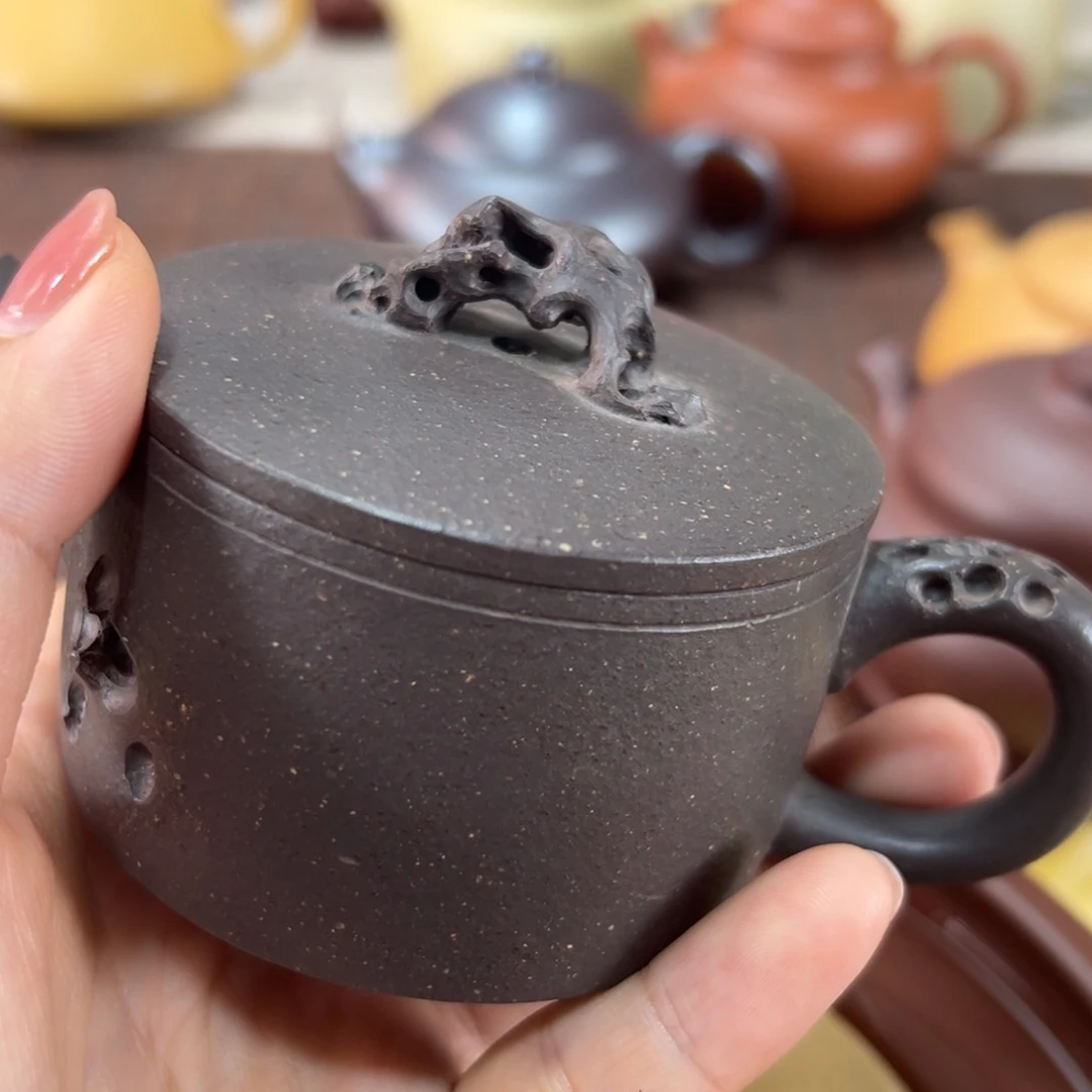 小***松紫砂茶壶太湖石微瑕