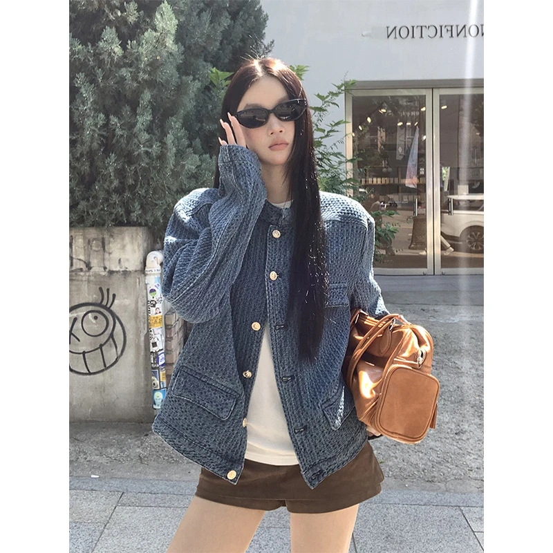 复古牛仔小香风短外套女2025秋季新款韩系高级感气质百搭夹克上衣