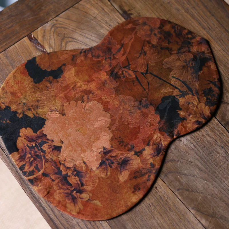 小黑个性百搭复古棱织席方葫芦茶席 花影25*32cm（台隆S0170）