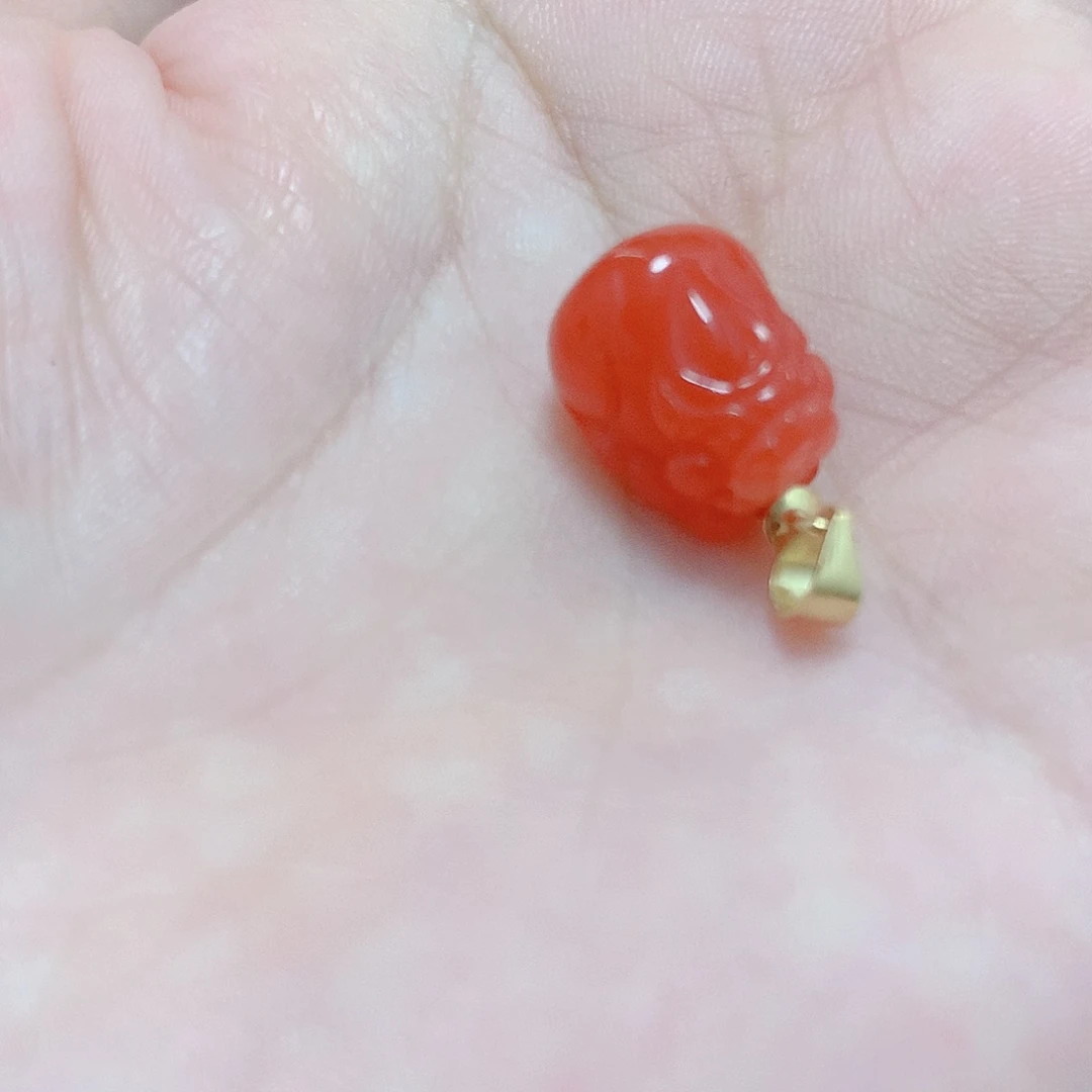 南红玛瑙银S925镶嵌吊坠(不含链)