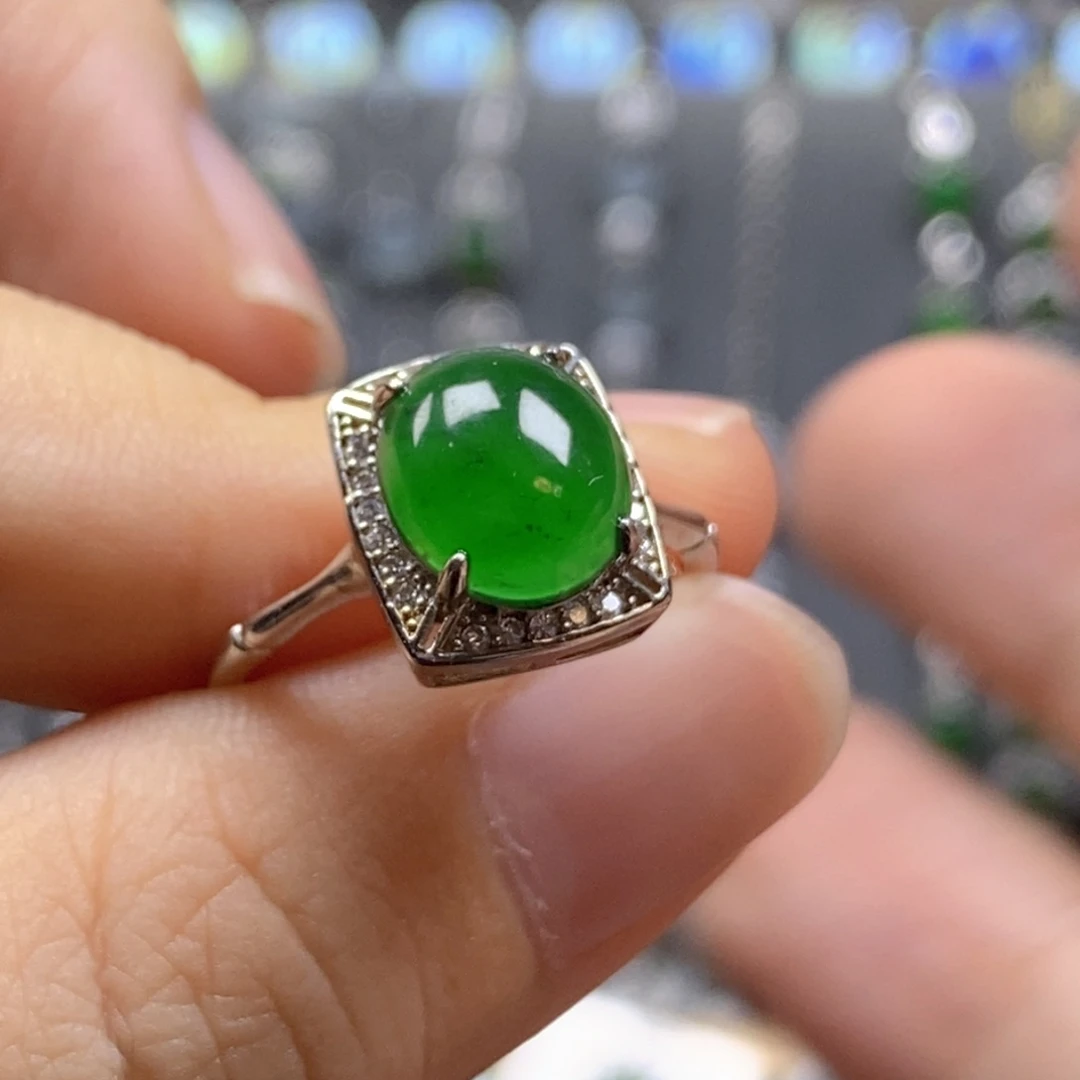 颈饰银S925镶嵌翡翠高品质5号